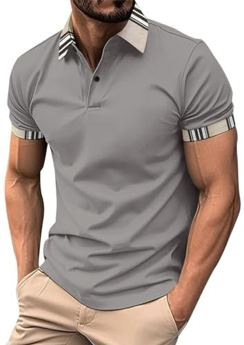 Duohropke Poloshirt Herren Kurzarm Casual Atmungsaktives Golf Polohemd Männer Aactivewear Poloshirts Zweifarbig Men's Polo Sportlich Fitness T Shirt
