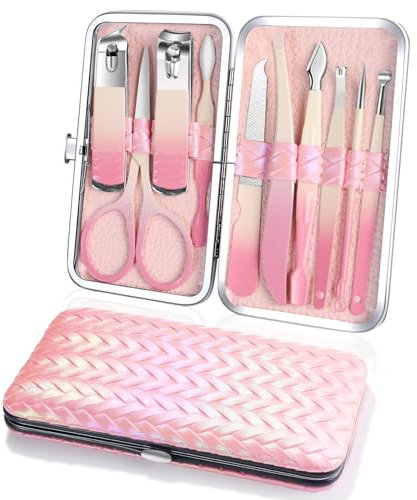 Maniküre Set Nagelknipser Set, 10 Teiliges Pediküre Set Persönliche Pflege Werkzeuge, Tragbares Nagelpflege Set mit Reise Organisator, Maniküre Set Männer Nägel Set Frauen