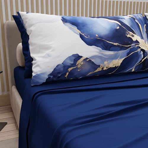 PETTI Artigiani Italiani - Lenzuola in Cotone con Federe in Stampa Digitale, Lenzuola Letto Singolo, Completo Letto Singolo, Marble Flower-08, 100% Made in Italy