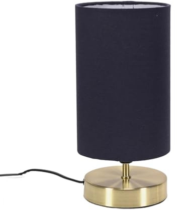 ValueLights | Brushed Gold Cylinder Touch Dimmer Table Lamp with Navy Blue Fabric Shade Bedside Light Bedside Light | Table Lamps, Home Décor & Improvement Essential | Included LED Bulb