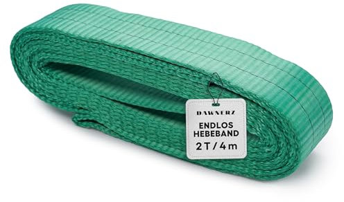 Dawnerz Rundschlinge 4m, 2t - Polyester Rundschlingen (2-10t, 3-10m) - Einlagige Hebeschlinge - Endlos-Hebeband