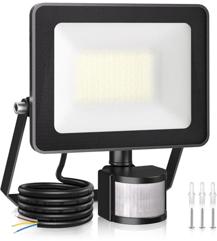 CLV 35W Security Lights Outdoor Motion Sensor 3290 Lumen PIR Security Light 6500K LED Floodlights IP66 Waterproof Outside Daylight Wall Light with 1M Cable for Garage Garden Hallway Backyard