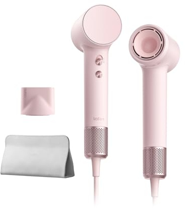 Laifen Mini Sèche-cheveux 200M d'Ions Négatifs Moteur Brushless 110K tr/min Séchage Rapide Contrôle Intelligent de Température Mode Enfant Buse Magnétique Bruit Réduit Léger 299g Maison Voyage (Rose)