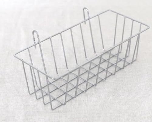 FUNSUEI 6 cestas de rejilla para colgar, 23 x 10 x 7,5 cm, cesta de metal con ganchos, cesta de rejilla de pared, cesta de metal blanco, cestas para estanterías, cestas para macetas, estanterías,