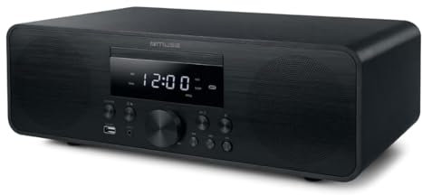 M-880 FBC Micro système Bluetooth avec CD, FM et USB | Chaîne stéréo 80 W au Design Bois avec NFC et Fonction réveil