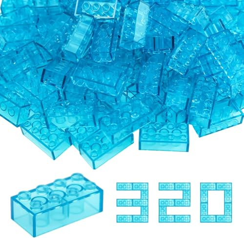 WYSWYG Building Block Set – Blocs de Construction, compatibles, Cadeau pour garçons et Filles, Bleu Transparent