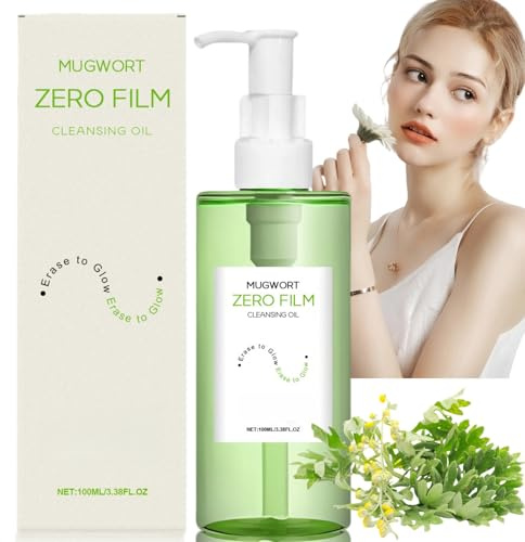 100ml Mugwort Zero Film Cleansing Oil,Purifying Oil Cleaner,Moisturizing Oil Cleanser,Cleansing Oi/l for Face,Daily Makeup Blac/Khead Removal O/il,Deep Cleansing without Strain,Mild Clea/nsing Oil