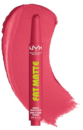 NYX Professional Makeup Fat Matte Smooth Color Lipstick , Rossetto Cremoso, Colore Intenso e Comfort Assoluto, Con Olio di Lampone e Polvere di Tapioca, Shade: Pink Puff, 2 gr