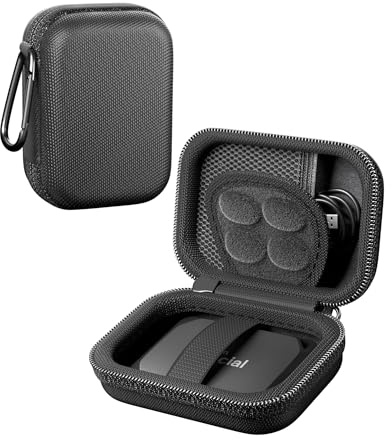 ProCase Bärfodral för Crucial X9 Pro / X10 Pro / X9 / X10 1 TB 2 TB 4 TB 6 TB 8 TB Bärbar SSD, Bärbar Stötsäker Extern Solid State Drive Förvaringsväska - Svart