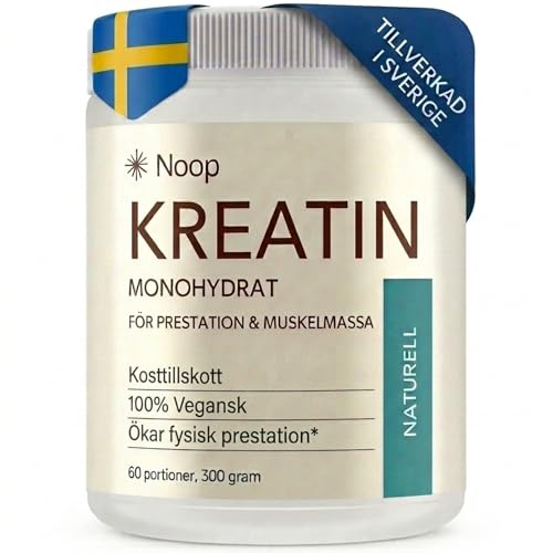 Noop Kreatinmonohydrat 300g - Mikroniserat Kreatinpulver för Styrka, Muskeluppbyggnad & Återhämtning - Smaklöst, Veganskt, Glutenfritt Kosttillskott - Tillverkat i Sverige