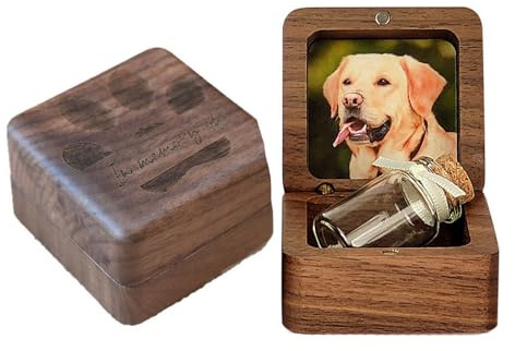 jiejack Caja de almacenamiento para pelo, garras y dientes de leche de mascotas, caja de recuerdo y cristal para guardar pelo, uñas de perros y gatos, recuerdo de bebé