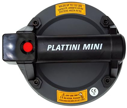 PLATTINI MINI Akku-Saugheber | Automatisches Nachsaugen | Tragkraft 60 kg | Kompakt & Leicht | Für Fliesen, Glas, Keramik, Granit & Marmor | Inkl. 10 Metalltrennscheiben Ø 115 mm
