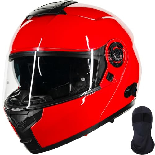 ILM Bluetooth Motorradhelm Klapphelm Modular Integralhelm Intercom für 2-3 Fahrer Doppelvisier mit Sturmhaube ECE22.06 Modell 159BT