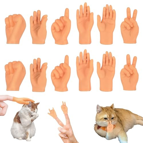 Mini Hände 16 Stück Kleine Hände Set Mini Hände Fingerpuppen | Interessant Mini Fingerpuppen Dauerhaft Kleine Scherzartikel Mini Hande für Katzen,Haustier, Spiele Party,Halloween