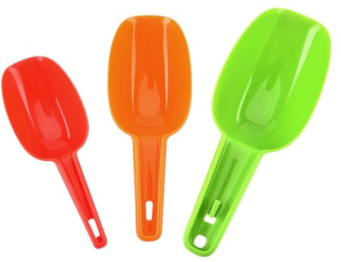 Veemoon Lot de 3 Pelles à Farine Multifonctions en Plastique, Pelles à Glace Colorées, Taille Moyenne, Légères et Pratiques pour Glace Pilée, Céréales et Farine Cuisine