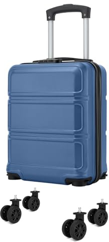 Kono 15 Inch Ryanair 40x30x20 Carry On Hand Luggage, Lightweight Hard Shell Cabin Bag, Small Suitcase with 4 Spinner Wheels (Navy/Black)