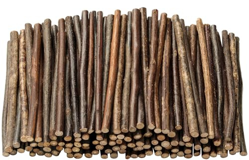 Slicaza 120 Stück Holzstäbchen zum Basteln, Holzstäbe mit Natürliche Baumrinde Holz DIY Zweige Handwerk rustikales Zuhause Weihnachtsdekoration 10cm/0.3-0.5cm