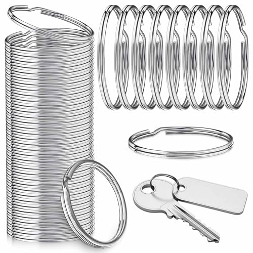 Anillas Llaveros 25mm,100 Piezas Paquetes Argollas para Llaveros,Anilla Llavero con Doble Lazos Argollas,Anillos de Metal Conectores Plata Anillas de Llavero para Manualidades DIY Artes