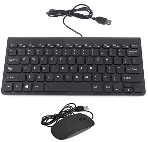 Diyeeni Ultra Thin USB Wired Keyboard and Mouse Combo, Souris Compacte Portable, Clavier Complet, Connexion USB de 1,3 mètre Connexion QWERTY UK Layout Parfaite pour Le Bureau/étude(Noir)