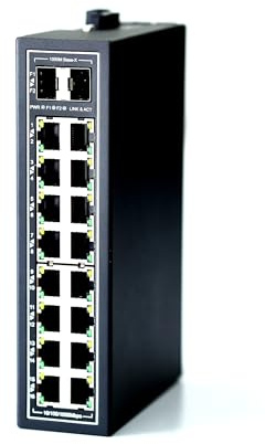 WIWAV WDH-16GT2GF-DC 10/100/1000Mbps commutateurs Gigabit Ethernet industriels Non gérés 18 Ports avec Rail DIN/Montage Mural (sans Ventilateur, -30 ℃ ~ 75 ℃)