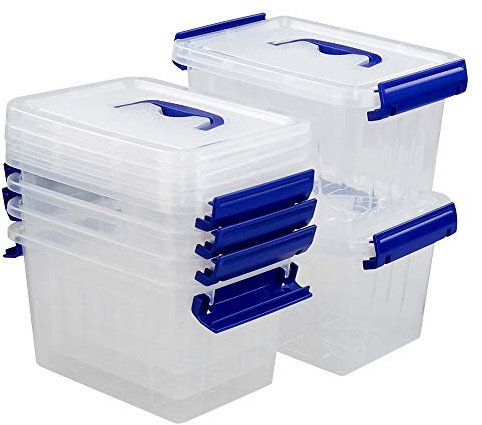 Xowine Scatola di Stoccaggio di Plastica Trasparente da 3 Litri, Set di 6 Scatole Plastica Piccola con Coperchio