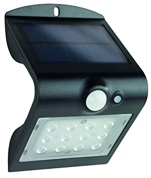 REV Solarlampe BUTTERFLY - LED Strahler mit Bewegungsmelder, IP65, schwarz | Strahlwassergeschützt - hält auch dem stärksten Regen stand | 1.200mAh Li-Ion Akku