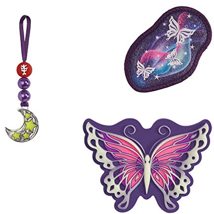 Step by Step Magic MAGS Glow Butterfly Night Ina, rosa, Glow in The Dark-Effekt & wechselbare Motive, 3-teilig, 2 Magnet-Applikationen und 1 Anhänger, Ergänzung für Schulranzen oder Rucksack