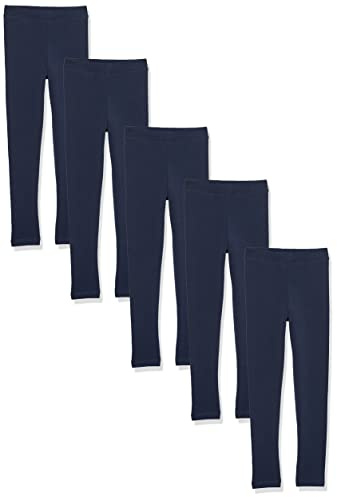 Amazon Essentials Girls' Leggings, Pack of 5, Navy, 9-10 Years