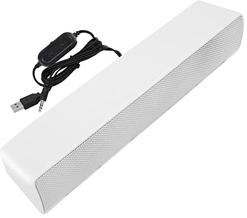 Annadue PC-Soundbar-Lautsprecher, Kabelgebundene Computer-Gaming-Lautsprecher Soundbar mit Surround-Stereo, Musik-Player-Bass-Surround-Sound-Box, 3,5-mm-Eingang für PC-Handys, Tablets(Weiß)