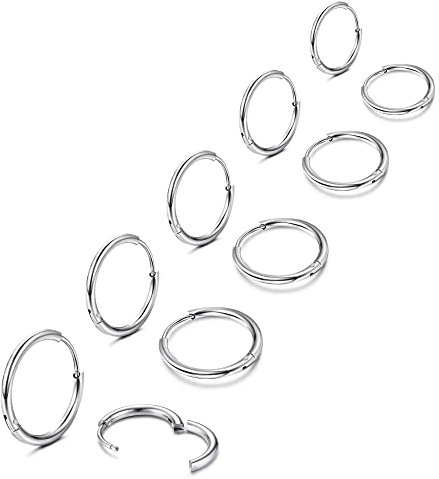 MILACOLATO Kleine Creolen Ohrringe für Damen Herren Chirurgenstahl Knorpel Huggie Ohrringe Snug Lobe Nase Lippen Daith Helix Piercing Schmuck Winzige Hoop Hinged Schläferohrringe Silber