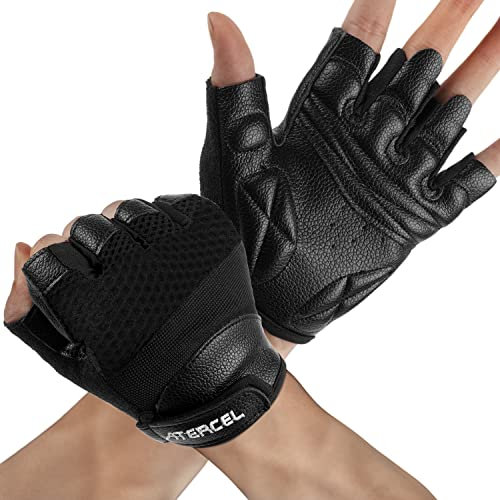ATERCEL Leder Fitness Handschuhe Upgrades für 2022, Trainingshandschuhe Herren und Damen, Gym Handschuhe für Gewichtheben, Fitness, Krafttraining L