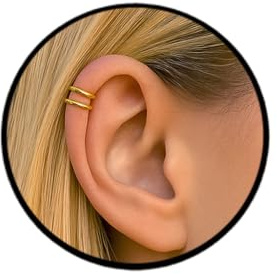 14K Gold Filled Fake Helix Double Hoop – Dünne Spiral Ohrklemme ohne Piercing – 7mm Ohrmanschette Gold für Helix – Schmerzfreier Clip-On Ohrschmuck