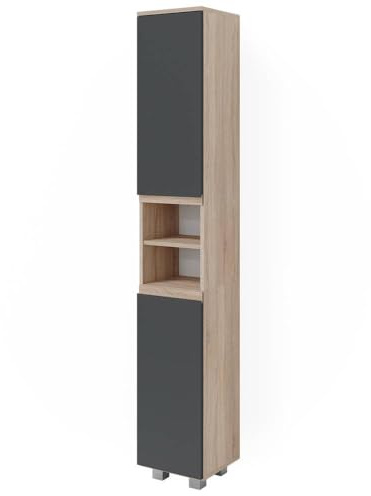 Vicco Badschrank J-Shape, Sonoma, 30 x 190 cm | zur Aufbewahrung und Kombination mit weiteren J-Shape Elementen