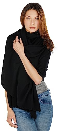 NEO B - CASHMERE | Stola | Moln | 100 % Cashmere | Cardiff garn | Unisex | Tillverkad i Italien, Svart, one size