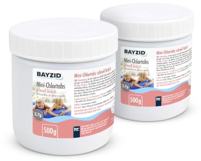 Höfer Chemie 2 x 500 g Mini - Chlortabs 2,7 g schnell löslich geeignet für | kleine Pools, Whirlpools und Planschbecken