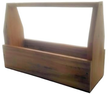Cesta caja de madera con asa para botellas herramientas barbacoa multifuncional hecho a mano (Madera natural)