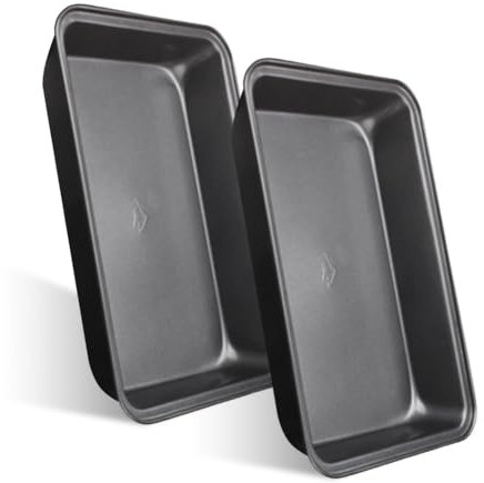 LUPATDY Juego de 2 moldes rectangulares para hornear, molde rectangular de acero inoxidable con revestimiento antiadherente, bandeja para hornear brownie para lasaña/pasteles/tostadas, 32 x 22 x 5,5