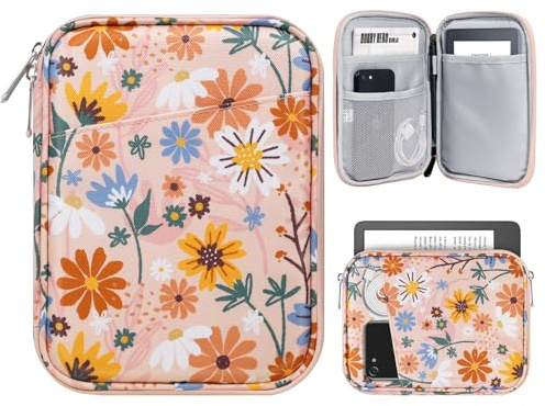 TiMOVO 6-7 Inch Tablet Sleeve for All-New Kindle 2022/10th Gen 2019 /Kindle Paperwhite 11th Gen 2021/Kindle Oasis E-Reader, Protective Case with Pocket for Kindle (8th Gen, 2016), Yellow Flower