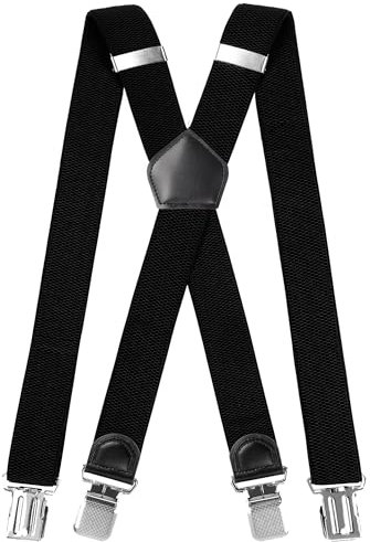 INYEEXUP Bretelles Homme Élastiques Extra Forts - Bretelles Homme Larges Réglables 3.5cm avec 4 Clips Anti-Dérapants pour un Confort Ultime - Idéales pour Travail, Costume, Look Vintage