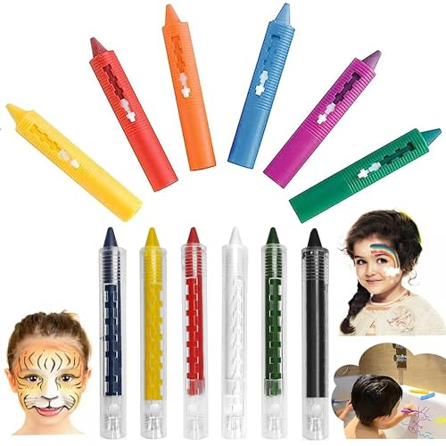 6PCs Baby Bath Crayons with 5Pcs Face Paint Crayons Set for Kids Children, Toddler Crayons, Push-up Body Painting Makeup Easter Crayons, Bath Time Summer Fun 3+