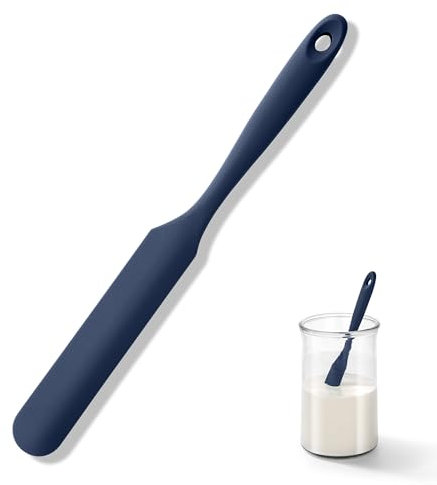 U-Taste Silicone Jar Spatula: 315℃ Heat Resistant Flexible Rubber Jar Scraper with Long Handle for Scraping Sauces Batters, Stirring Sourdough Starters, Fits for Small Containers (Midnight Blue)