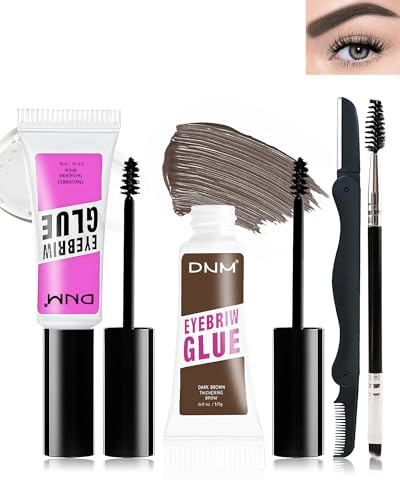 Augenbrauen Gel Set-2pcs Transparent & Dunkelbraun Augenbrauengel, Natürlich Wischfest augenbrauenfarbe, 16 Stunden Lang Anhaltendes Wasserfest, Styling Makeup Eyebrow Gel Mit 2 Augenbrauen Tools-1+4