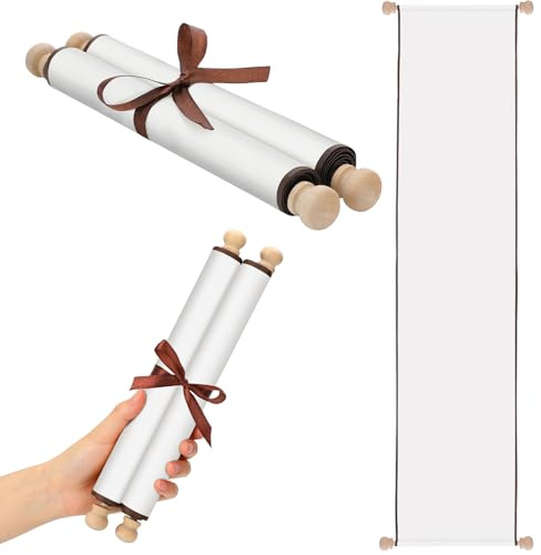 Epakh 1-pack tomma pappersrullar inslagna på trästång för att skriva, rita, kalligrafi, bröllopslöften, cosplay-rekvisita, renässansfestivaler, bordsrollspel