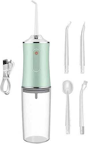 MF artSHOP Idropulsore Dentale Portatile, 3 Modalità, 4 Punte Intercambiabili, Irrigatore Orale Ricaricabile USB, Senza Fili, Sebatoio Acqua 220ml