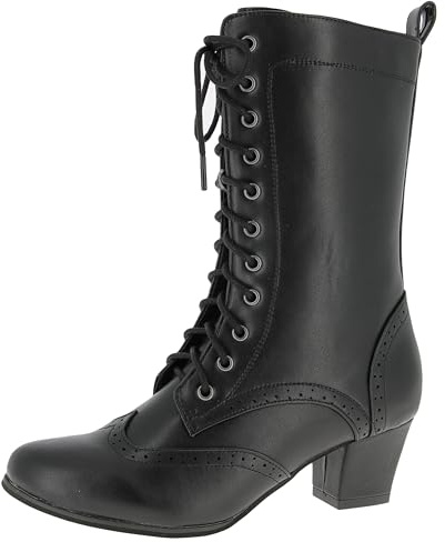 Hirschkogel Damen Trachten Stiefelette Trachtenstiefel, schwarz, 40 EU