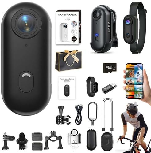 Sunshine smile 4k Körperkamera,Action Cam,Unterwasserkamera,Wasserdicht WiFi Kamera,Tragbare Kamera,Motorrad Bodycam,120-Minuten-Batterie Für Radfahren,Helmkamera,Multifunctional Accessories (4K-64GB)