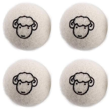 Palline per asciugatrice in lana per ammorbidente, risparmiano energia e riducono le rughe, palline riutilizzabili in lana per bucato (4 pezzi, con motivo)