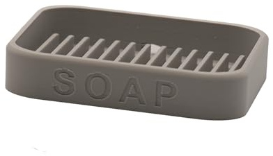 Modern Soap Dish, Bathroom Sink Holder with Drainage, 10.5 x 7 x 2 cm (Light Grey)