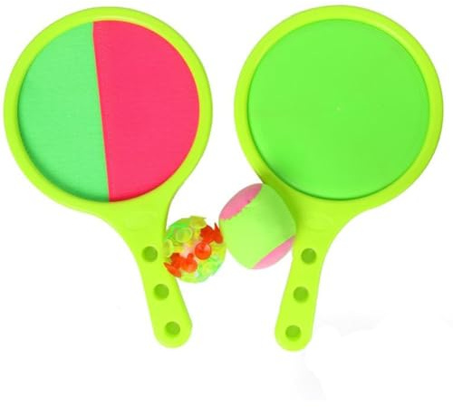 LGWJHCY 4PCS Toss and Catch Ball Set for Children, 2-in-1 Beach Tennis Softball and Catch Sports Play Set,Outdoors Garden & Beach Toy Game for Kids Presents Set 2 Strokes 2 Balls (Green)