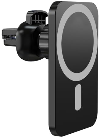 Head Case Designs Magnetic Car Mount with Wireless Charger 15W Fast Charging Compatible with MagSafe iPhone and Android Qi Devices (Black)